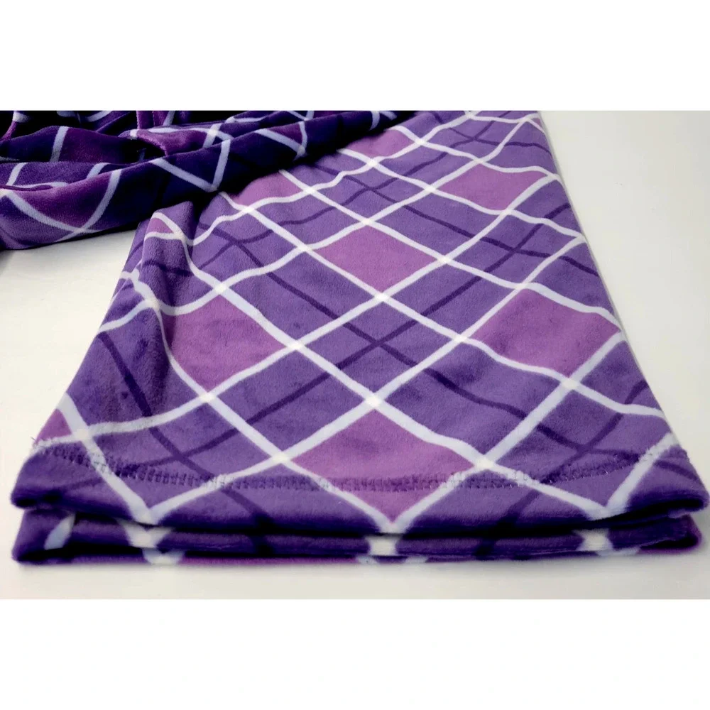 Muk Luks Pajama Set Womens Petite XL Purple Plush Argyle‎ Soft Sleepwear Lounge